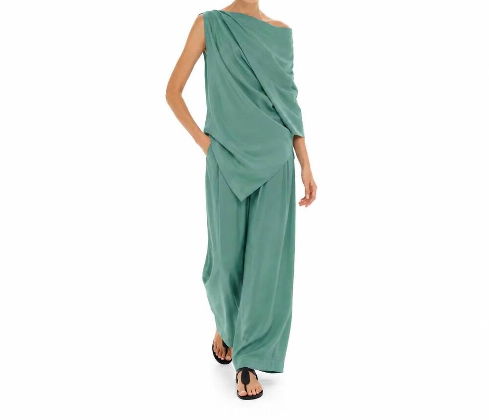 NEW KOURBELA long asymmetrical top in chronos green